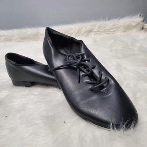 So Danca Black Adult Lace Up Tap Shoes with Rubber Sole, 7